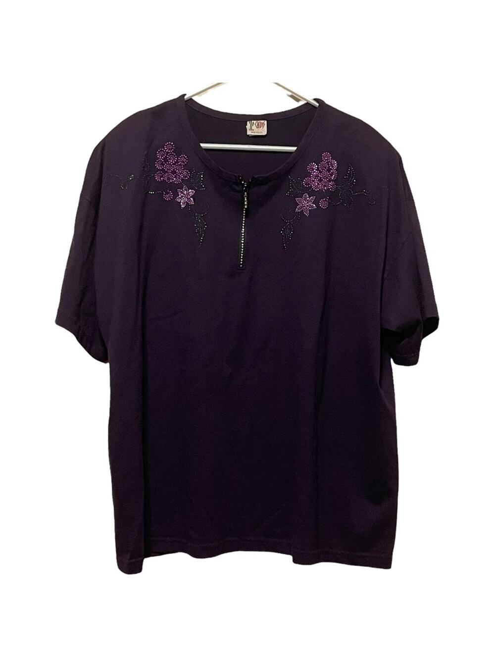 Vintage Cactus Embellished Shirt‎ with Partial Zip